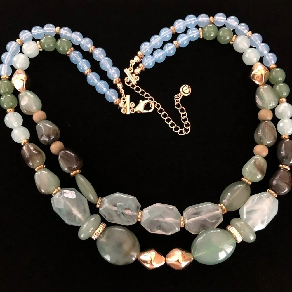 Cato C‎ 1946 Double Strand Faux Stone Necklace Aqua